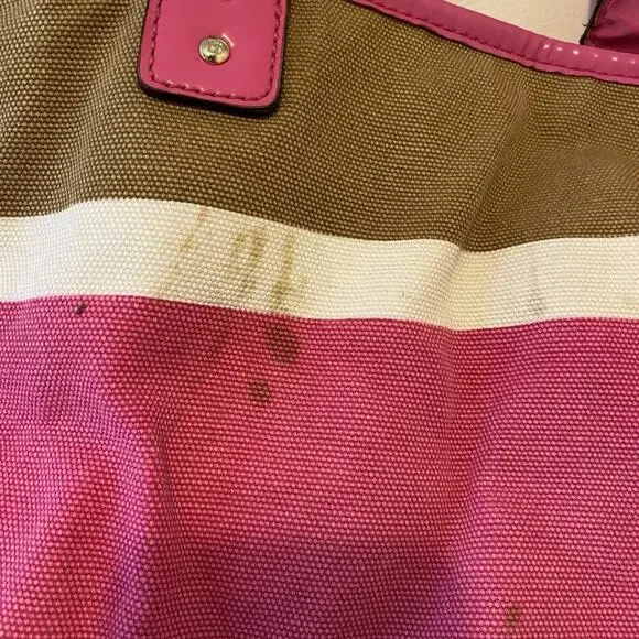 Kate Spade New York Colorful Stripe Multicolor Canvas ToteBag Interior Pocket - Picture 11 of 11